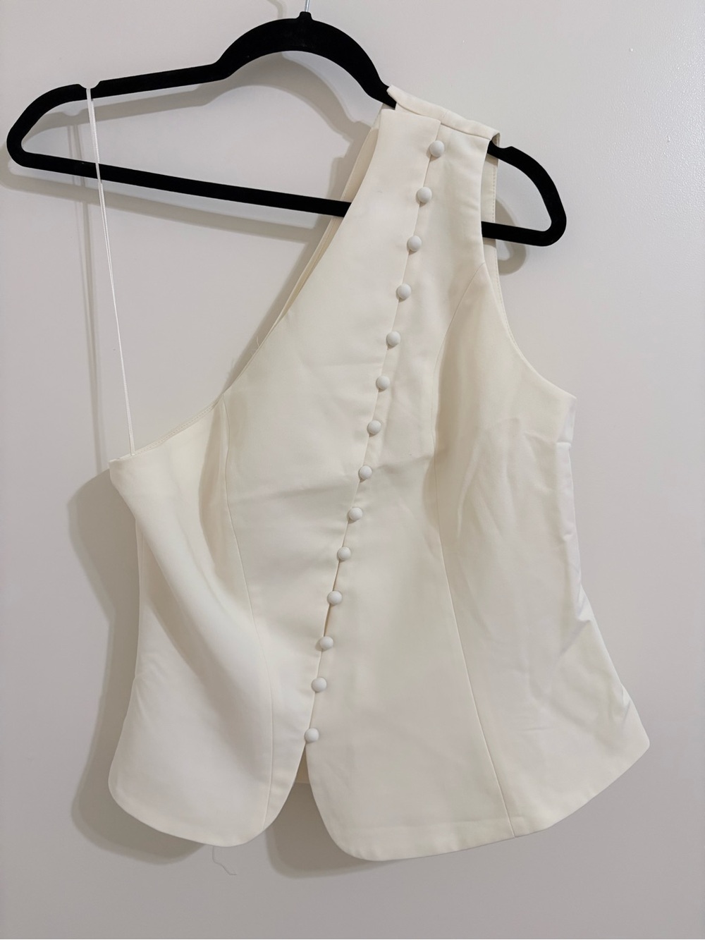 Vogue Vibes Cream One-Shoulder Button-Front Top and Pant Set